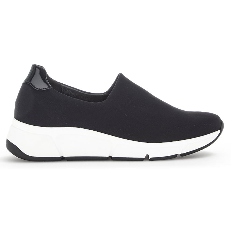 Black With White Gabor Women's 26482 Stretch Slip On Sneaker Side View