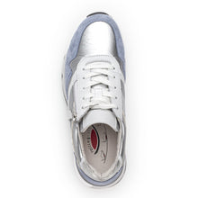 Load image into Gallery viewer, Metallic Silver And White And Light Blue Gabor Women&#39;s 26896 Leather And Suede Walking Sneaker Top View
