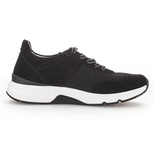 Load image into Gallery viewer, Black And White Gabor Women&#39;s 26897 Nubuck And Mesh Walking Sneaker Side View
