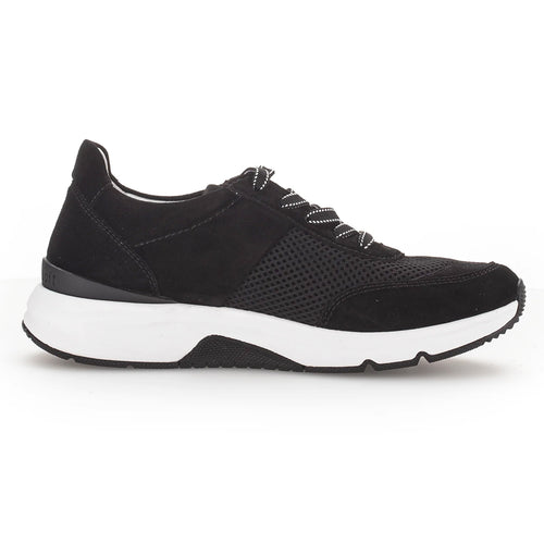 Black And White Gabor Women's 26897 Nubuck And Mesh Walking Sneaker Side View
