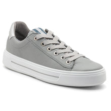 Load image into Gallery viewer, Oyster Grey With White Sole Ara Women&#39;s Camden Leather Casual Sneaker Profile View
