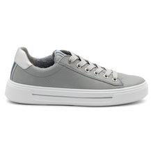 Load image into Gallery viewer, Oyster Grey With White Sole Ara Women&#39;s Camden Leather Casual Sneaker Side View
