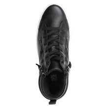 Load image into Gallery viewer, Black With White Sole Ara Women&#39;s Camden Mid Leather Hi Top Sneaker Top View
