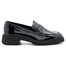Load image into Gallery viewer, Black Ara Women&#39;s Karina Patent Dressy Block Heel Penny Loafer Side View
