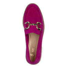Load image into Gallery viewer, Pink With White Sole Ara Women&#39;s Kiana Buckle Suede Loafer With Buckle Detailing Top View

