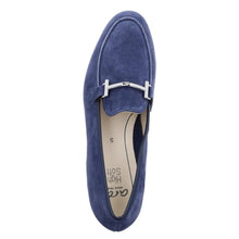 Load image into Gallery viewer, Indigo Blue Ara Women&#39;s Kelowna Suede Loafer With Bit Detailing Top View
