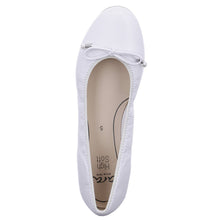 Load image into Gallery viewer, White Ara Women&#39;s Scout Leather Ballet Flat With Bow Accent Top View
