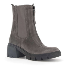 Load image into Gallery viewer, Grey With Black Sole Gabor Women&#39;s 31701 Suede Front Zipper Platform Chelsea Boot Profile View
