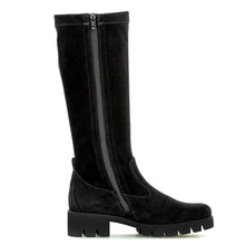 Load image into Gallery viewer, Black Gabor Women&#39;s 31719 Suede Knee High Inside Zipper Riding Boot Inside View
