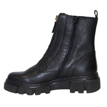 Load image into Gallery viewer, Black Gabor Women&#39;s 31733 Leather Front And Side Zipper Combat Boot Inside View
