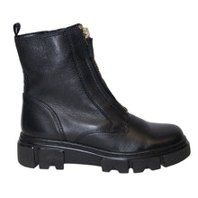 Load image into Gallery viewer, Black Gabor Women&#39;s 31733 Leather Front And Side Zipper Combat Boot Side View
