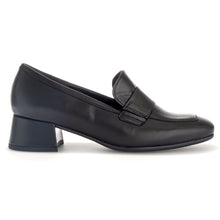 Load image into Gallery viewer, Black Gabor Women&#39;s 32124 Leather Dress Pump Loafer Low Mid Heel Side View
