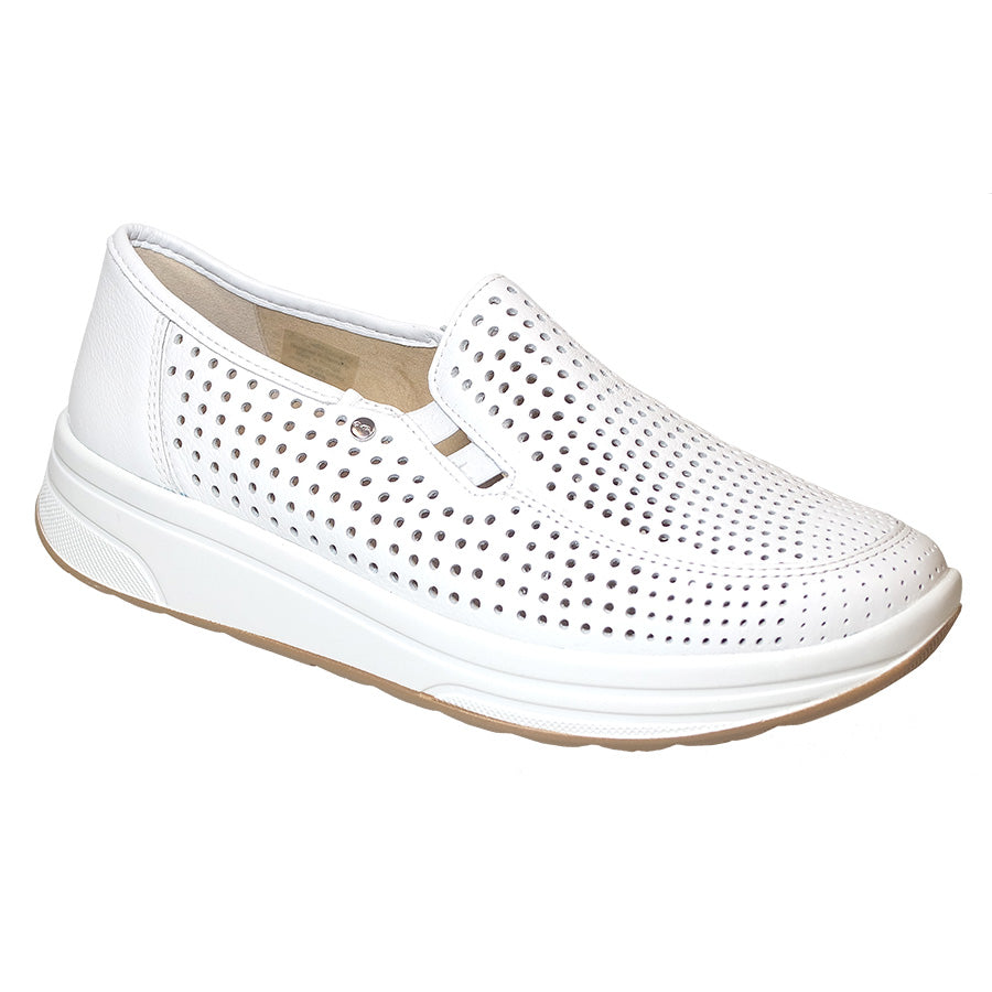White Ara Women's Sandy Perforated Leather Casual Slip On