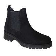 Load image into Gallery viewer, Black Gabor Women&#39;s 32781 Nubuck Inner Zip Chelsea Boot Profile View
