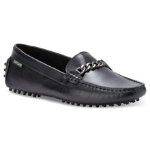 Load image into Gallery viewer, Black Eastland Women&#39;s Sawgrass Leather Driving Moc With Link Adornment Profile View

