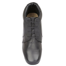 Load image into Gallery viewer, Black Draper of Glastonbury Women&#39;s Frome Waterproof Leather Lace-Up Bootie Top View
