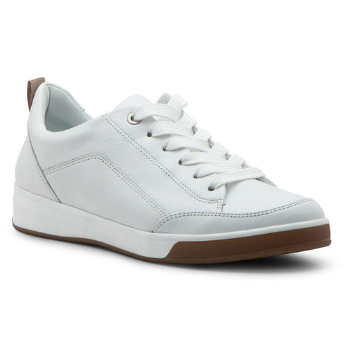 White With Brown Ara Women's Redmond Leather And Suede Casual Sneaker Profile View