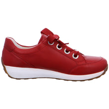 Load image into Gallery viewer, Red With White Sole Ara Women&#39;s Ollie Leather Casual Sneaker Side View
