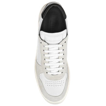 Load image into Gallery viewer, White And Grey With Black To Boot New York Men&#39;s Cheadle Leather And Suede Casual Sneaker Top View
