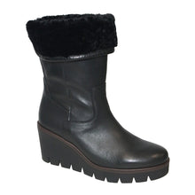 Load image into Gallery viewer, Black Gabor Women&#39;s 34785 Leather Warm Lined Wedge Bootie Profile View
