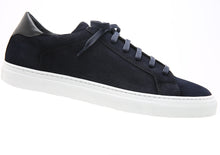 Load image into Gallery viewer, Blue With White Sole To Boot New York Men&#39;s Derrick Suede Casual Sneaker Side View
