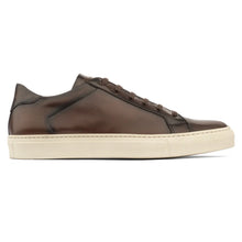 Load image into Gallery viewer, Moro Dark Brown With Off White Sole To Boot NY Men&#39;s Pescara Leather Casual Sneaker Side View

