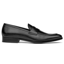 Load image into Gallery viewer, Black To Boot New York Men&#39;s Tesoro Dress Penny Loafer Side View
