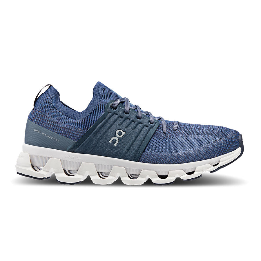 Denim Midnight Blue With White And Black Sole ON Men's Cloudswift 3 Knit Running Sneaker Side View