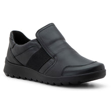 Load image into Gallery viewer, Black Ara Women&#39;s Tyra Leather With Elastic Slip On Shoe Profile View
