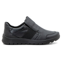 Load image into Gallery viewer, Black Ara Women&#39;s Tyra Leather With Elastic Slip On Shoe Side View
