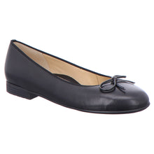Load image into Gallery viewer, Black Ara Susie Women&#39;s Leather Ballet Flat With Bow Detail Profile View
