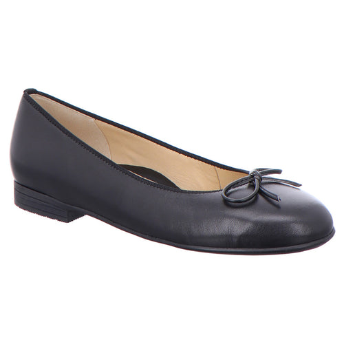 Black Ara Susie Women's Leather Ballet Flat With Bow Detail Profile View