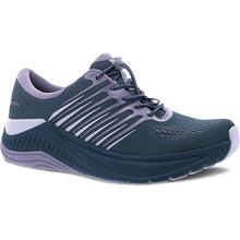 Load image into Gallery viewer, Denim Blue With Purple Dansko Women&#39;s Penni Stain Resistant Mesh Athletic Sneaker Profile View
