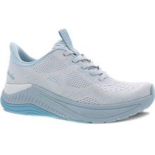 Load image into Gallery viewer, White And Blue Dansko Women&#39;s Peony Stain Resistant Mesh Athletic Sneaker Side View
