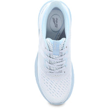 Load image into Gallery viewer, White And Blue Dansko Women&#39;s Peony Stain Resistant Mesh Athletic Sneaker Top View
