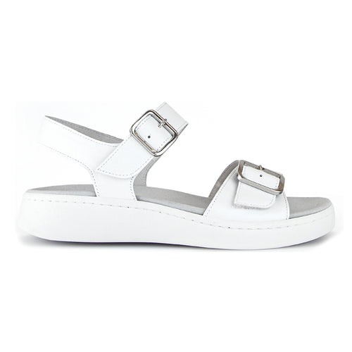 Weiss White Gabor Women's 43710 Leather Triple Strap Dual Buckle Closure Sandal