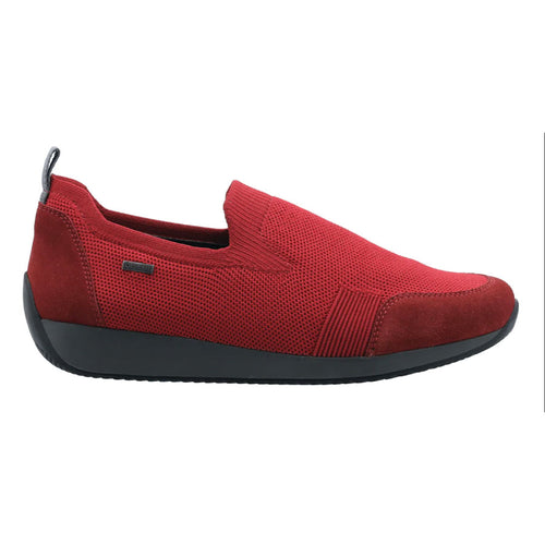 Red With Black Sole Ara Women's Lilith Waterproof GoreTex Wovenstretch And Suede Slip On Walking Shoe