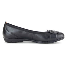 Load image into Gallery viewer, Black Gabor Women&#39;s 44163 Leather Ballet Flat With Black Ornament Side View
