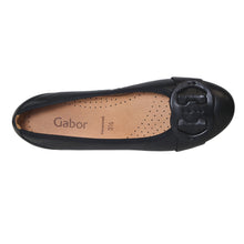 Load image into Gallery viewer, Black Gabor Women&#39;s 44163 Leather Ballet Flat With Black Ornament Top ViewBlack Gabor Women&#39;s 44163 Leather Ballet Flat With Black Ornament Top View
