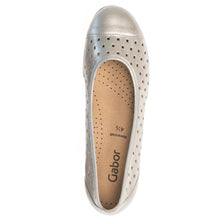 Load image into Gallery viewer, Mutaro Gold With Black Sole Gabor Women&#39;s 44169 Metallic Leather Ballet Flat With Square Cut Outs Top View
