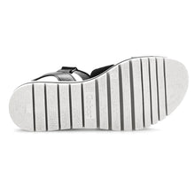 Load image into Gallery viewer, Black And White Gabor Women&#39;s 44620 Leather And Patent And Suede Four Strap Sporty Sandal Sole View
