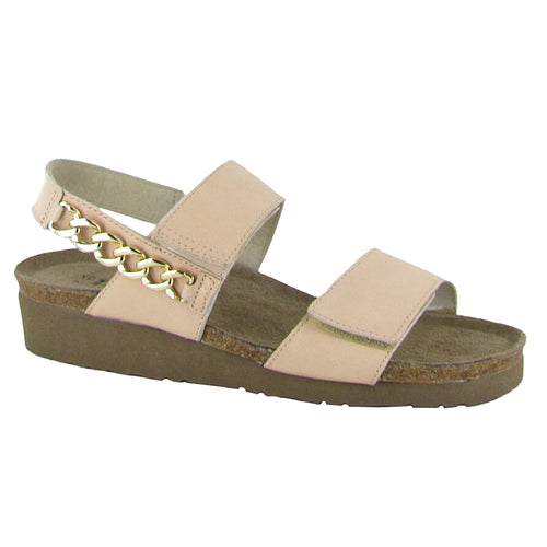 Pale Blush Pink With Brown Sole Naot Women's Eliana Leather Triple Strap Slingback Sandal