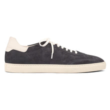 Load image into Gallery viewer, Dark Grey With White To Boot New York Solaro Suede Casual Sneaker Side View
