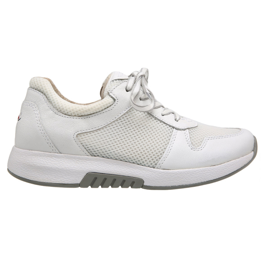 White With Grey Gabor Women's 46946 Mesh And Samtchevreau Casual Sneaker Side View
