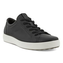 Load image into Gallery viewer, Black With White Sole Ecco Men&#39;s Soft 7 City Sneaker Nubuck Casual Sneaker Profile View
