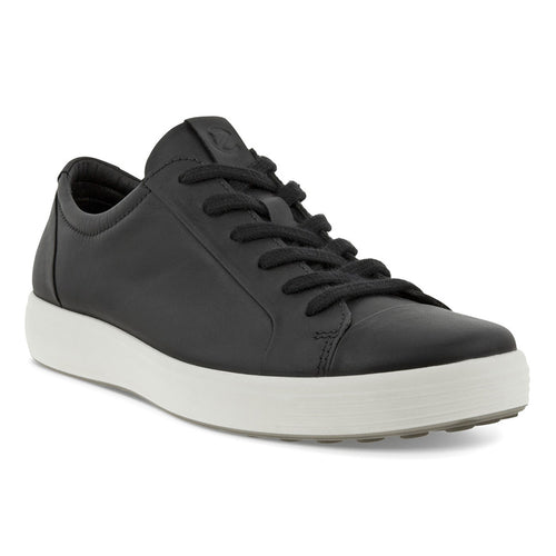 Black With White Sole Ecco Men's Soft 7 City Sneaker Nubuck Casual Sneaker Profile View
