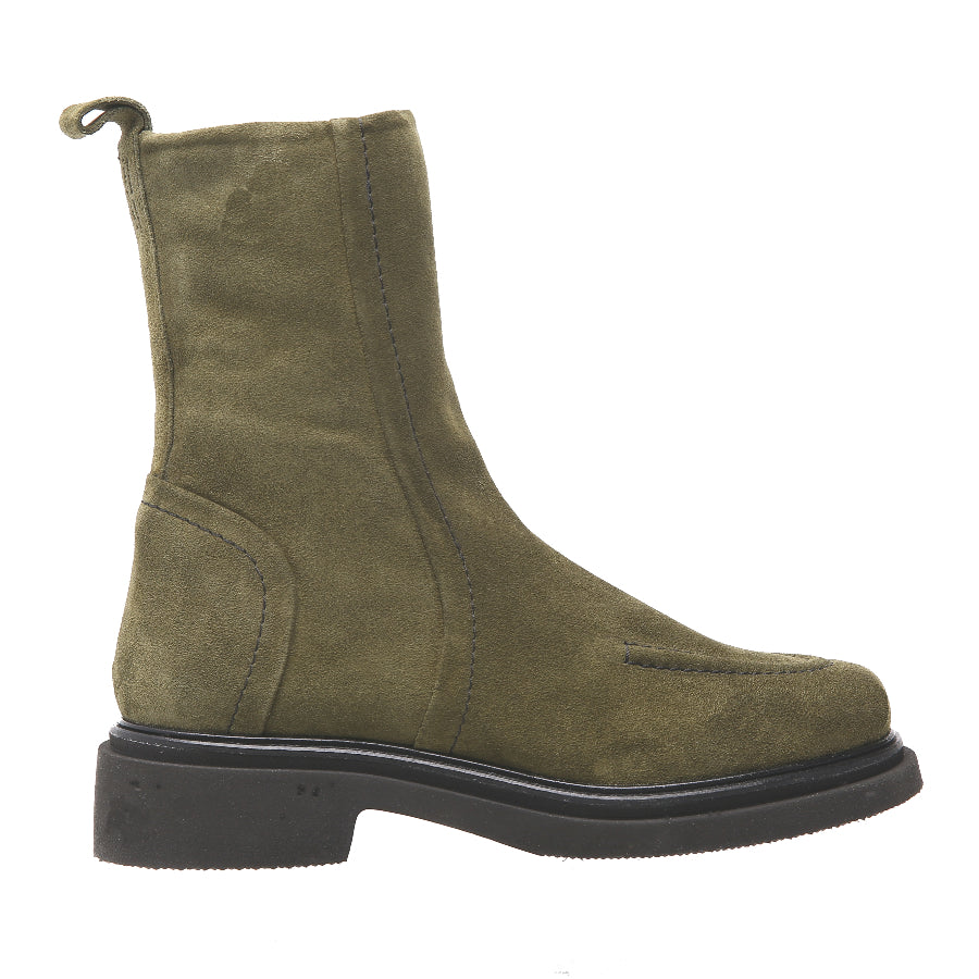 Military Green With Black Sole Donna Carolina Women's Mary Way Silk Suede Ankle Combat Boot