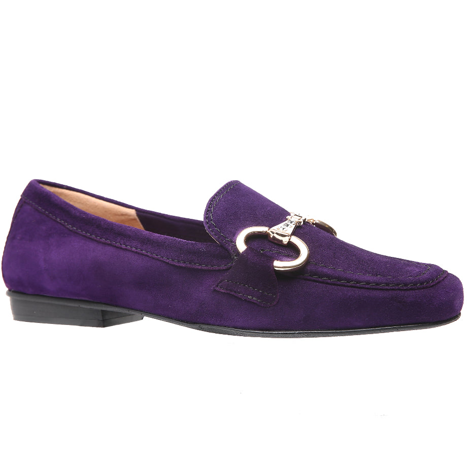 Viola Purple With Black Sole Donna Carolina Women's Aida River Suede Driver With Link Ornament