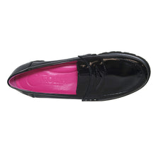 Load image into Gallery viewer, Black Donna Carolina Women&#39;s Vernice Patent Penny Loafer Top View
