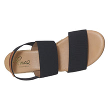 Load image into Gallery viewer, Negro Black With Light Brown Sole Pinaz Women&#39;s 531-5 Stretch Fabric Triple Strap Slingback Espadrille Top View
